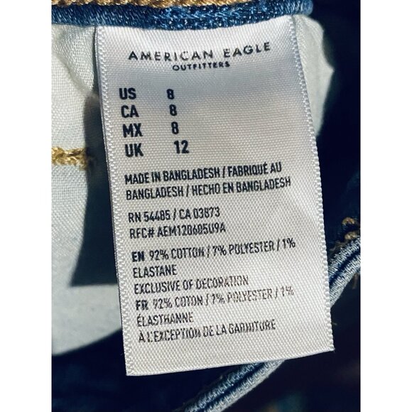 American Eagle Denim Shorts Womens 8 Medium Wash High Rise Button Fly Boho - Picture 6 of 7